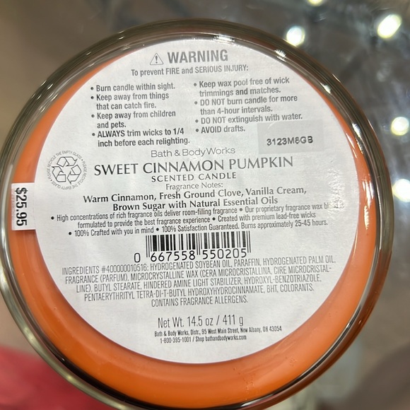 Bath and Body Works SWEET CINNAMON PUMPKIN 3 Wick Candle - Picture 3 of 3